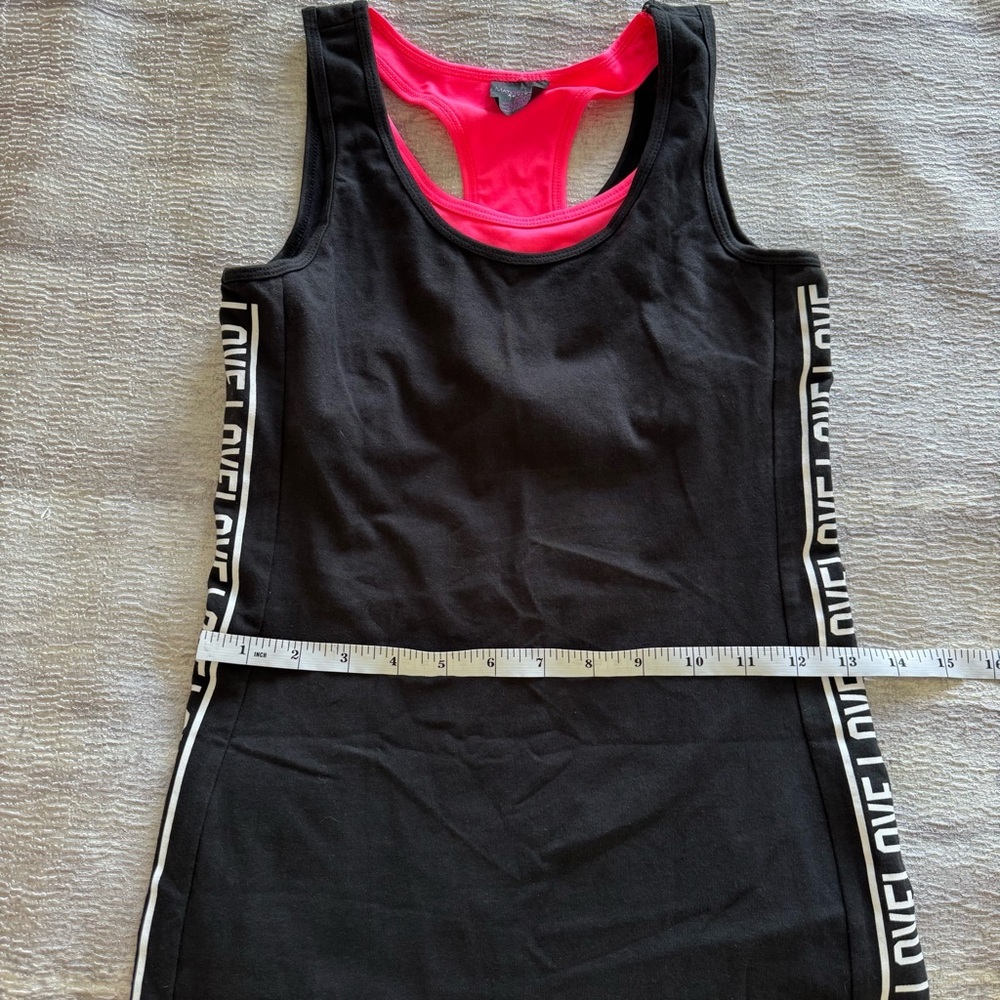 Material Girl Active Black and Pink Tank Dress, Size XS - Picture 7 of 8